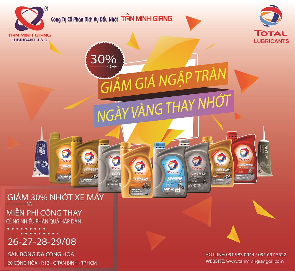 CHƯƠNG TRÌNH GIẢM GIÁ NGẬP TRÀN - NGÀY VÀNG THAY NHỚT